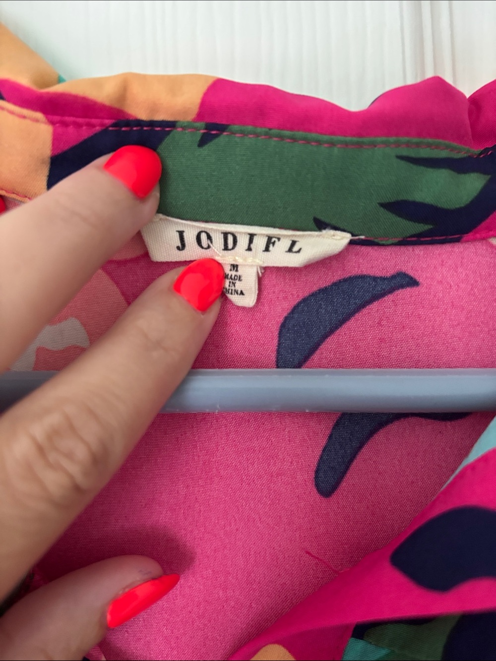 JODIFL Pink Tropical Floral Button-Front Dress - Picture 2 of 3